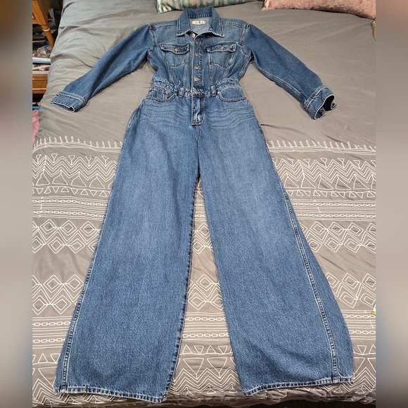 Madewell Pants - Madewell Denim Wide Leg Coverall Jumpsuit Size 4